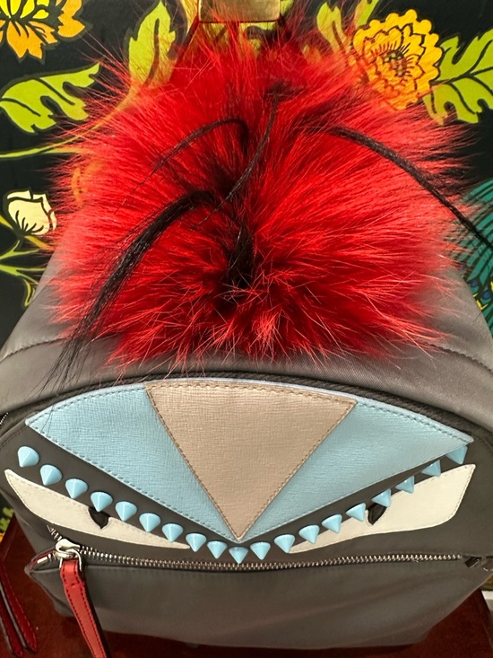 Fendi Bag Bugs Monster Eyes Mohawk Fur Nylon Backpack – Karl Lagerfeld Era (C1) - Picture 6 of 15